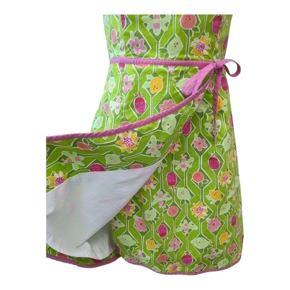Lilly Pulitzer strapless wrap floral pink green dress size 0 - Picture 3 of 9
